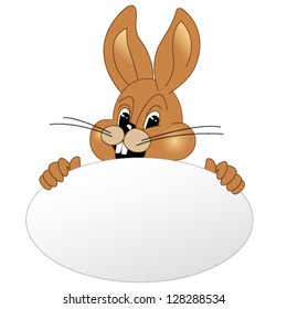 Easter bunny and white egg - vector illustration