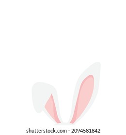 Easter bunny white rabbit ears isolated on white background. Vector