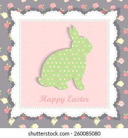 Easter bunny. yellow, grey and pink color 