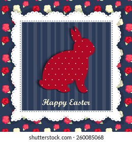 Easter bunny. yellow, red and blue color 