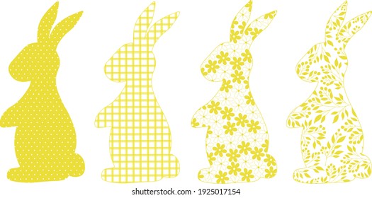 Ilustración vectorial de la silueta amarilla del conejo de Pascua