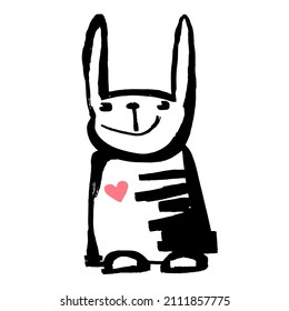 Easter bunny.Modern Easter design template, trendy painted style texture, poster with different doodle elements.Perfect for interior,fabric, textile,apparel