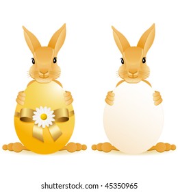 easter bunnys wiht eggs - vector illustration