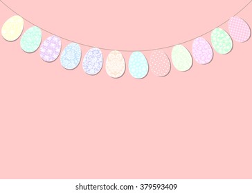 Easter Bunting Decoration With Lace Pattern Eggs