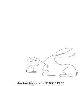 Easter buny line drawing vector illustration