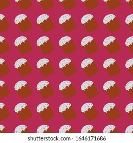 Easter cake angled seamless pattern Vector illustration isolated on pink background,