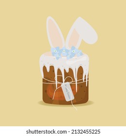 
Easter cake with bunny ears and colored eggs