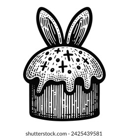 Osterkuchen mit Häschen Ohren niedliche Illustration