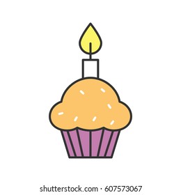 Easter cake and candle color icon. Isolated vector illustration