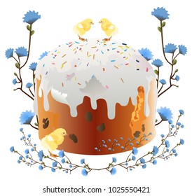 Easter cake Chicks Chicks and flowers