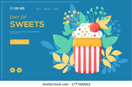 Easter cake concept flyer, web banner, ui header, enter site. Grain texture and noise effect. Place for text, place for copying. Website of sweets banner.