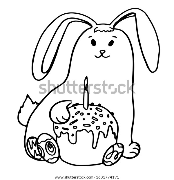 easter cake cute rabbit hand drawn stock vector royalty