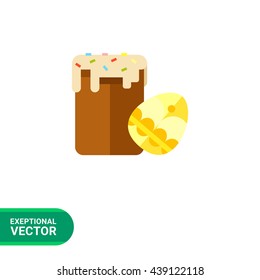 Easter cake and decorated egg flat icon