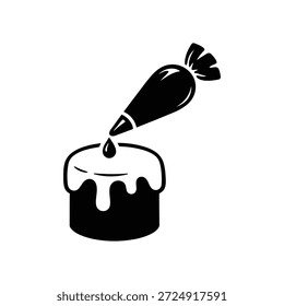 Decoração de bolo de Páscoa preto e branco vetor ilustração de gelar saco de geada tradicional sobremesa de férias