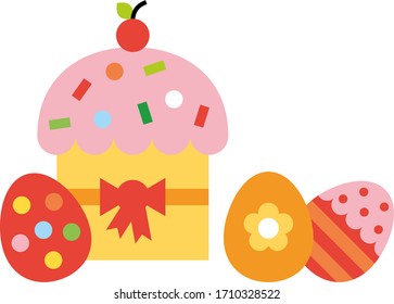 Easter cake and decorative eggs