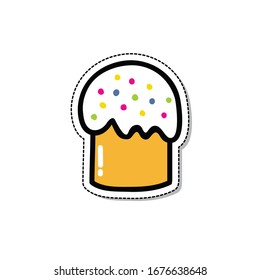 Easter cake doodle icon, vector illustration 
