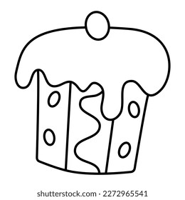 Pastel de Pascua al estilo de doodle. Ilustración vectorial en blanco y negro.