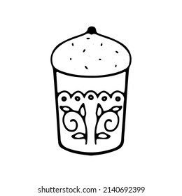 Osterkuchen im Doodle-Stil für verschiedene Dekorationen, Postkarten, Aufkleber. Vektorgrafik.