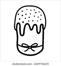Easter cake doodle vector illustration isolated on white background.