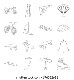 Easter cake, egg, chicken, rabbit, butterfly and other attributes. Easter set collection icons in line style vector symbol stock illustration web.