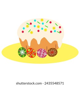 Easter. Easter cake. Easter eggs. Isolated object. Flat design. Vector illustration