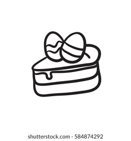 Easter cake with eggs vector sketch icon isolated on background. Hand drawn Easter cake with eggs icon. Easter cake with eggs sketch icon for infographic, website or app.