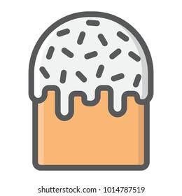 Easter cake filled outline icon, easter and holiday, sweet sign vector graphics, a colorful line pattern on a white background, eps 10.