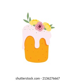 easter cake with flowers vector design element