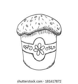  Easter cake. Hand drawn illustration.