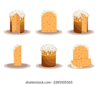 Easter cake with icing and decor. Vector illustration.
