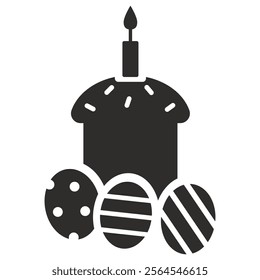 easter cake icon, food and holiday, egg symbol, flat vector illustration on white background