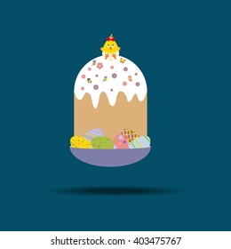 Easter Cake Icon on the blue background. Vector illustration