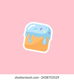 Easter cake icon. Vector illustration in flat design. Isolated on pink background.