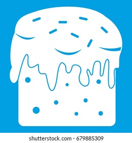 Easter cake icon white isolated on blue background vector illustration