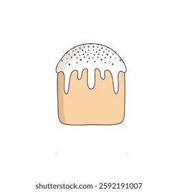 Easter cake illustration - Cute hand-drawn pastry with icing