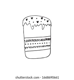 Easter cake illustration in doodle style in vector.