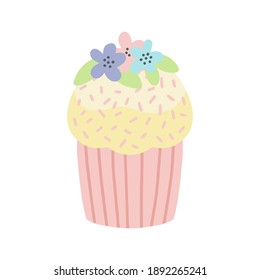  Easter cake isolated on white background. Vector illustration in doodle style.