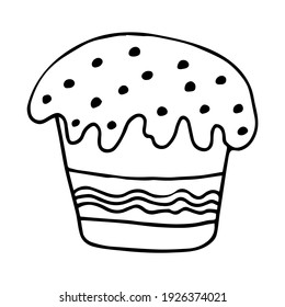 Easter cake isolated on white background. Vector illustration in doodle style. Element for greeting cards, posters, stickers and seasonal design.