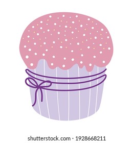  Easter cake isolated on white background. Easter cupcake. Vector flat illustration. 
