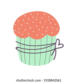  Easter cake isolated on white background. Easter cupcake. Vector flat illustration. 