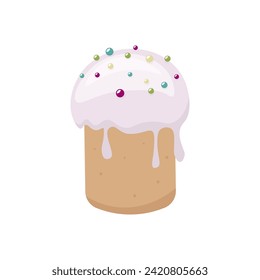 Easter cake isolated on white background. Vector hand-drawn illustration in cartoon style. Perfect for holiday designs, cards, logo, decorations, invitations. Stock vector illustration