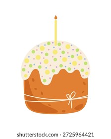 Bolo de Páscoa isolado em um fundo branco, ilustração de vetor de cor, design plano. Doce sobremesa tradicional fresca com glacê, doces decorados, para Páscoa, design, decorações, etiquetas