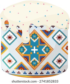 Easter Cake. Kulich. Glazed Paska with Sprinkles