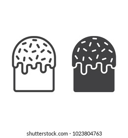 Easter cake line and glyph icon, easter and holiday, sweet sign vector graphics, a linear pattern on a white background, eps 10.