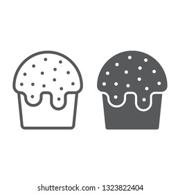Easter cake line and glyph icon, food and easter, easter sweets sign, vector graphics, a linear pattern on a white background, eps 10.