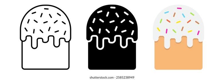 Easter cake line icon collection, easter and holiday, sweet icon set vector graphics, a linear pattern on a white background, eps 10.