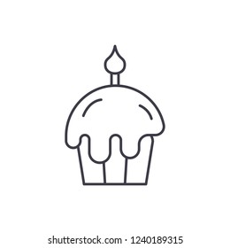 Easter cake line icon concept. Easter cake vector linear illustration, symbol, sign