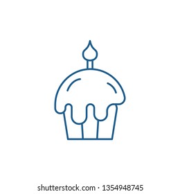 Easter cake line icon concept. Easter cake flat  vector symbol, sign, outline illustration.