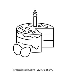 Easter cake line icon design. isolated on white background. vector illustration