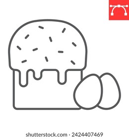 Icono de línea de pastel de Pascua, comida y vacaciones, panettone con huevos icono de vector, gráficos vectoriales, símbolo de contorno de trazo editable, eps 10.